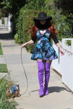 Phoebe PriceSexy in Phoebe Price stops to pick tangerines from a large tangerine tree in Los Angeles