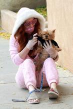 Phoebe PriceSexy in Phoebe Price seen wearing her pajamas while taking her dog out for a brief walk in Los Angeles