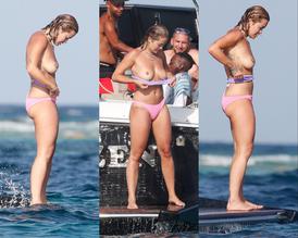 Rita OraSexy in Rita Ora topless with a new man Romain Gavras in Formentera, Spain