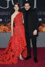Rose Leslie and English actor Kit Harington attend the 'Game Of Thrones' Season 8 Premiere in New York City