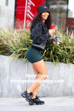 Rubi Rose walks on Sunset Blvd in Hollywood