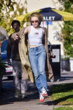 Sabrina CarpenterSexy in Sabrina Carpenter and her boyfriend Griffin Gluck enjoying some food at Sweet Butter in Studio City