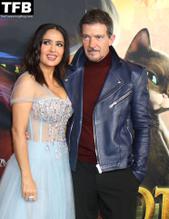 Salma HayekSexy in Salma Hayek Sexy Arrives With Antonio Banderas for the Premiere of Puss in Boots: The Last Wish at Jazz Lincoln Center in New York City 