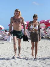 Sophia ThomallaSexy in Sophia Thomalla Sexy with boyfriend goalkeeper Loris Karius during fun beach day in Miami