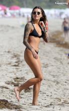 Sophia ThomallaSexy in Sophia Thomalla Sexy Spotted Showing Off Her Amazing Body Wearing a Hot Black Bikini at the Beach in Miami 