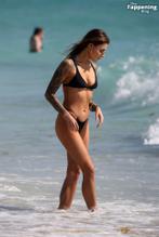 Sophia ThomallaSexy in Sophia Thomalla Sexy Spotted Showing Off Her Amazing Body Wearing a Hot Black Bikini at the Beach in Miami 