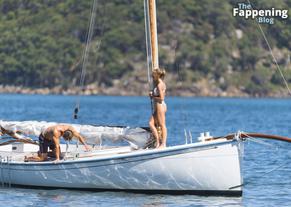 Sydney SweeneySexy in Sydney Sweeney Sexy Seen with Glen Powell Swim Out to a Yacht Filming a New Movie in Sydney 