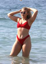 Tallia Storm Sexy takes a dip in the sea with a female friend in Ibiza